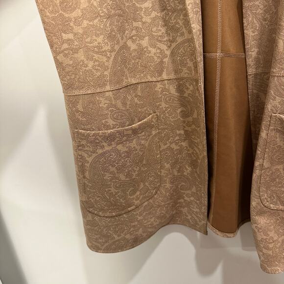 Soft Surroundings Malika Faux Suede Open Jacket In Driftwood Paisley Size XL - Picture 5 of 9